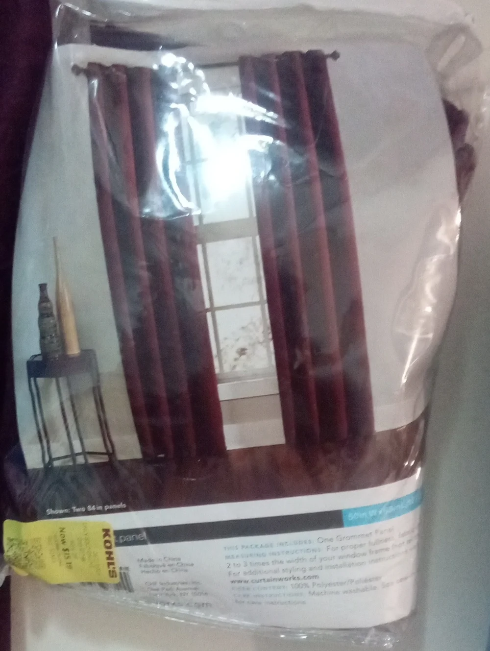 Burgundy Grommet Curtain Panel Pair Elegant Window Drapery New In Package $76
